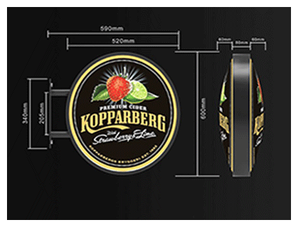 Banderola luminosa LED forma ovalada vertical Banderola luminosa LED forma ovalada vertical estándar